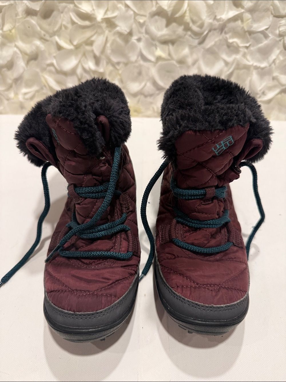 Columbia Maroon and Black Kids Snow Boots